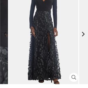 XSCAPE Long Sleeve Ruched Flower Dress WORN ONCE!